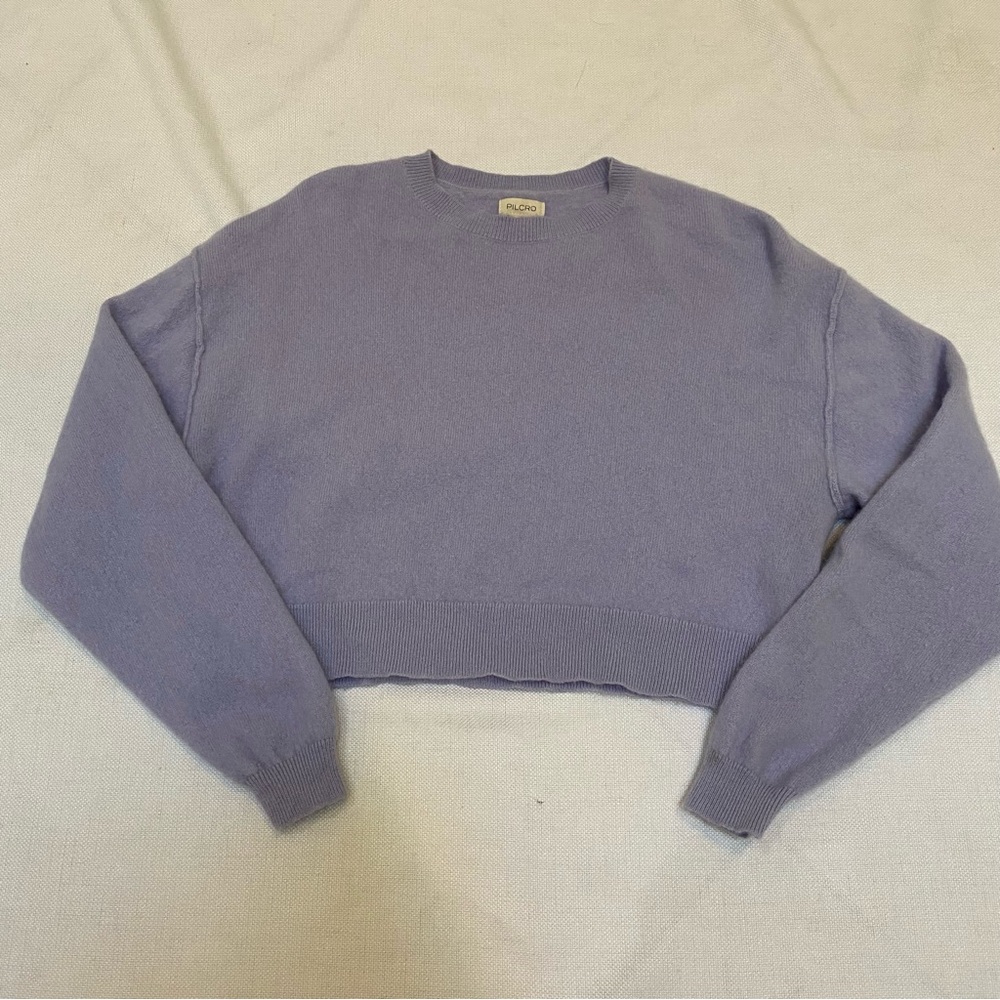 Pilcro Lt Purple Crop Anthropologie Alani Cashmere Sweater Lavender Crew Neck